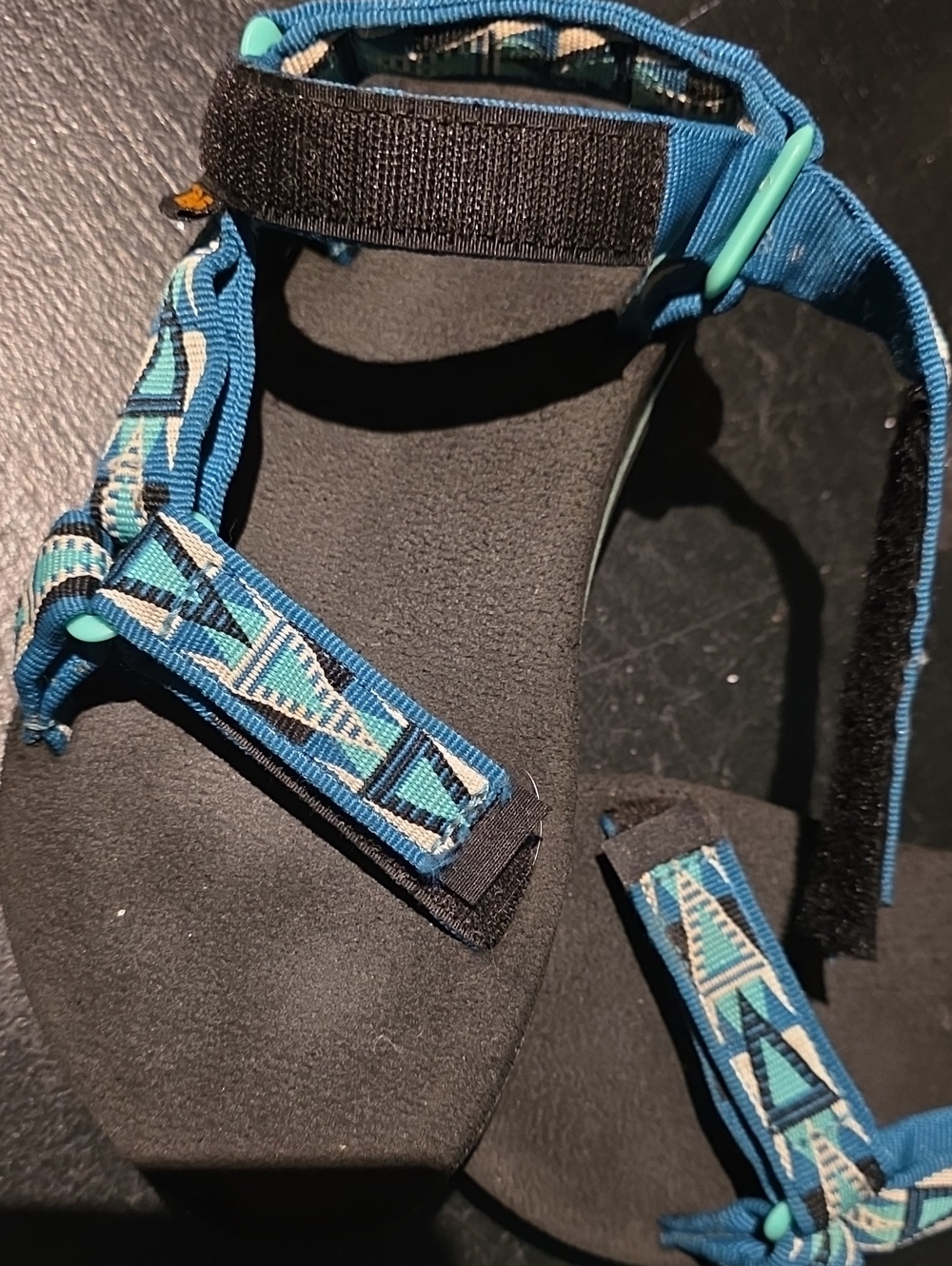 Blue Patterned Adjustable Strap Sandals - Picture 5 of 8